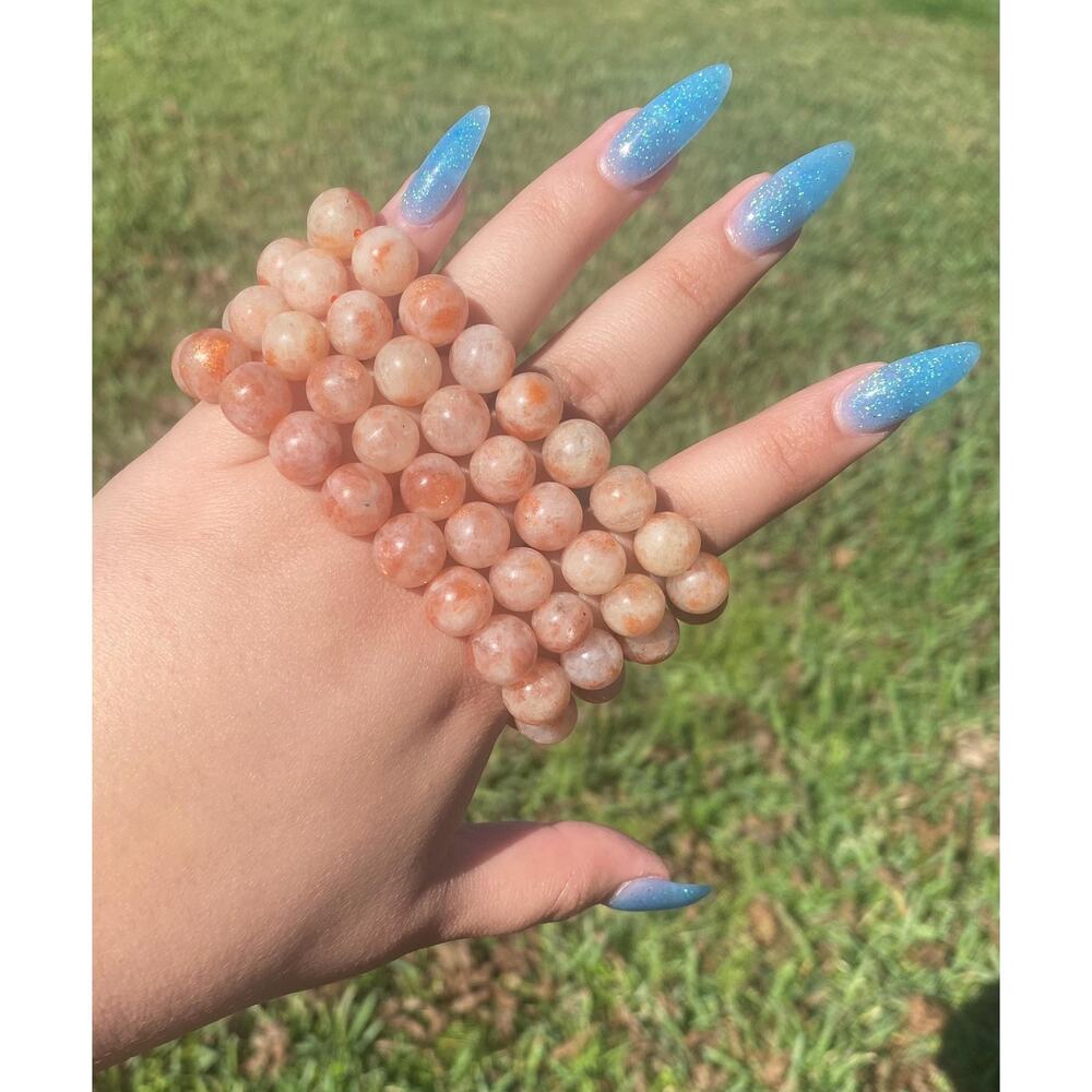10 mm Sunstone Glittery Beaded Bracelet